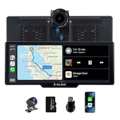 ACAVICA - Pantalla de Coche inalámbrica Carplay Android 9,26" - Pantalla de Coche con cámara Frontal 4K, cámara de Marcha atrás 1080p, Enlace Espejo, Control de Voz, navegación, para Coche, SUV