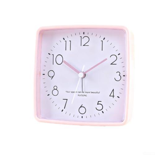 PureBowlic Reloj despertador cuadrado moderno para sonido de pitido fuerte, movimiento de cuarzo digital analógico de doble pantalla, diseño minimalista para estudiantes, dormitorio, oficina