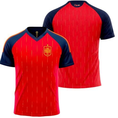 Selección Española Camiseta Mundial 2026-2028 Réplica Oficial Liso, Color Rojo, Manga Corta, Tejido Deportivo Transpirable - Talla S