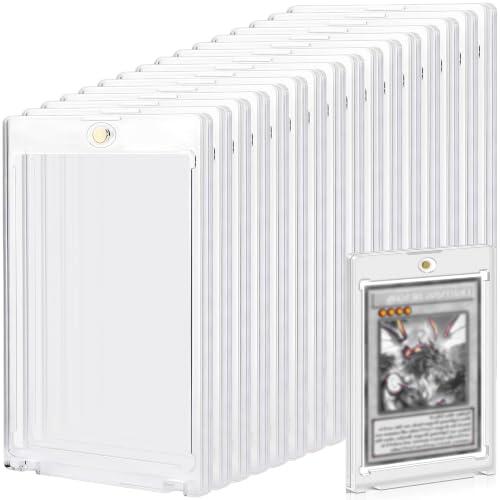 PIKABOOM 16 Toploaders Magnéticos 35PT, Fundas Cartas Transparentes | Protección UV, visibilidad clara, cierre magnético, para cartas Pokemon Magic Sport, tamaño estándar, 35PT rígido