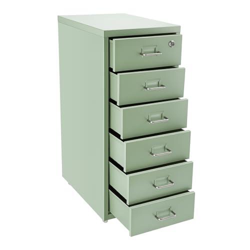 EasegantEl - Cajonera de escritorio metal, caja de almacenamiento móvil, caja de 6 cajones, con ruedas y cerradura, 2 llaves, para almacenamiento de cartas, colecciones de cosméticos, lápices, joyas