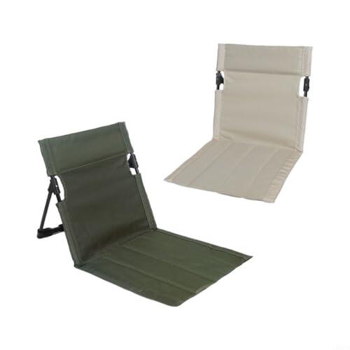 FUANA Silla de camping portátil con soporte para la espalda, taburete plegable compacto para exteriores, aleación de aluminio 7075, tela Oxford transpirable para viajes en la playa (verde militar)