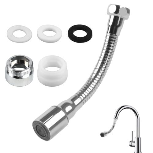 15 CM Extensor de Grifo Cocina, Alargador Grifo Cocina de Acero Inoxidable, Alargador Grifos Cocinas Fregadero con 2 Modos, Adaptador para Grifos con Rotación 360°, para Cocina y Espacios Comerciales