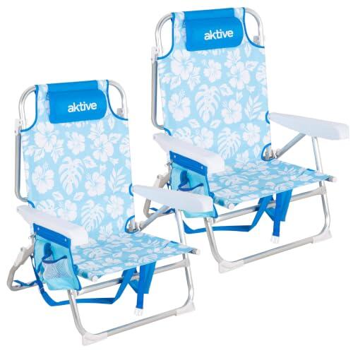 Disfruta del verano con estilo: Análisis del pack de sillas de playa Aktive con diseño de flores azules