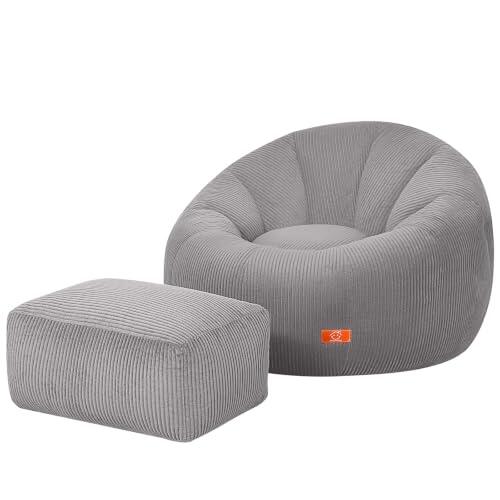 MeMoreCool Pana - Puf con taburete, color gris claro