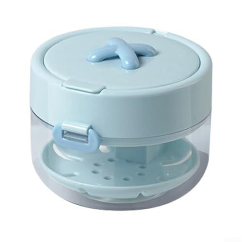 Estuche de limpieza de retenedor con cesta coladora, contenedor de remojo a prueba de fugas para frenos, alineadores, protector bucal Invisalign, caja de almacenamiento de ortodoncia con (azul)