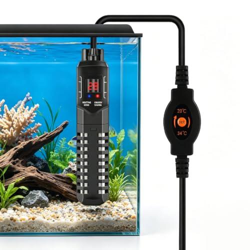 Taurion Barra de calentamiento de acuario: Calentador de acuario digital de 100W con regulador de temperatura, calefacción sumergible para peces y cuencas de tortuga, agua salada y agua dulce
