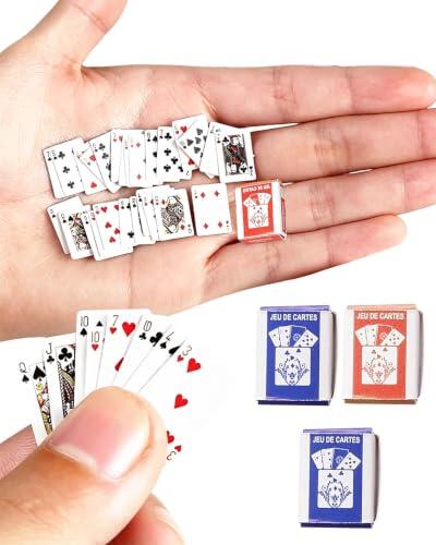 RAVNIX 4 Barajas Mini de Cartas 3,8x5,3cm, Impresión y Recubrimiento Antideslizante, Viajes, Juegos de Poker y Regalo Práctico para Viajeros