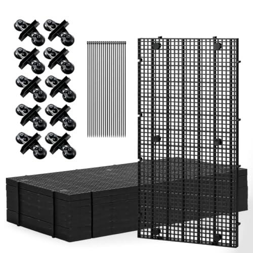 LINLAN Juego De Separadores para Acuario, 8 Unidades Rejillas Finas Plásticas para Acuario 15×30 cm 10 Clips De Ventosas Y 20 Bridas, Rejilla para Aislamiento De Peces (S‑Negro‑Fino)