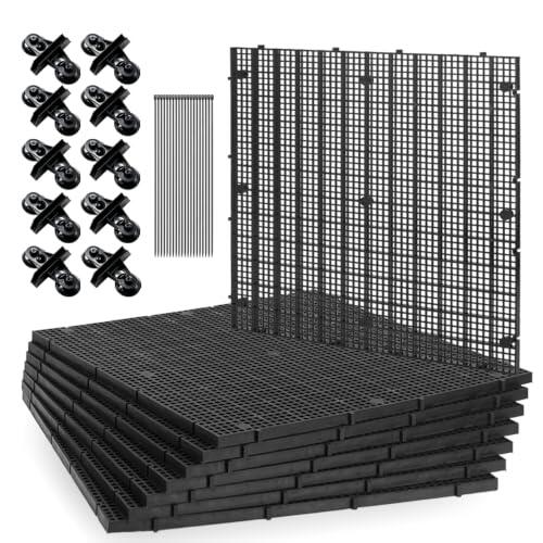 LINLAN Juego De Separadores para Acuario, 8 Unidades Rejillas Finas Plásticas para Acuario 30×30 cm 10 Clips De Ventosas Y 20 Bridas, Rejilla para Aislamiento De Peces (L‑Negro‑Fino)