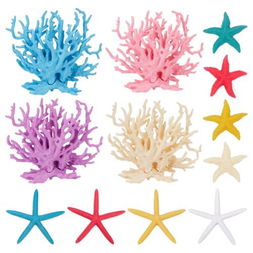 CRAFTYMELODY 12 piezas de coral artificial plantas de acuario decoraciones 12 estilos de arrecife de coral estrellas de mar decoración bajo el mar pieza central realista océano paisajismo ornamento