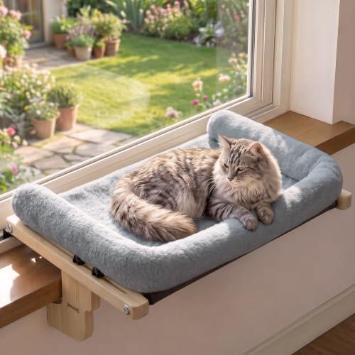 El rincón favorito de tu gato: análisis de la cama para ventana Pecute de madera