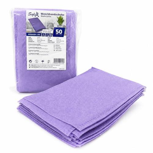SOFEX Manoplas desechables moradas, extrasuaves, 50 unidades, 16 x 22 cm, 100 g/m²