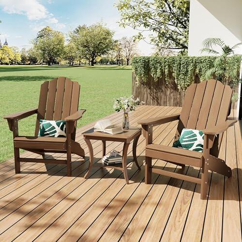 Garvee Sillas de jardín Adirondack resistentes a la intemperie de HDPE con | Sillón ergonómico para exteriores, resistente a los rayos UV, con reposabrazos, para terraza, balcón y piscina