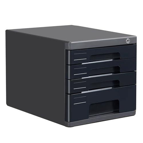 Organizador de archivos de escritorio con cerradura con cajones, gabinete de almacenamiento de documentos A4 de 4/5 capas para oficina/hogar, soporte seguro de papel y papelería