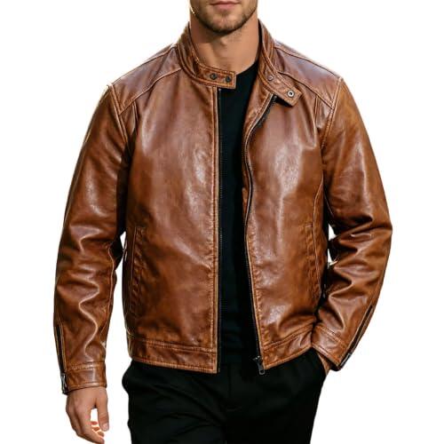 Chaqueta de Moto de Piel Sintética Vintage: Estilo y Funcionalidad para Hombre