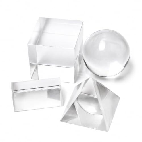 Neikafan 4Pcs Prisma Cristal Optico K9 de Bola, Cubo, Triangular o Pirámide | Prisma Fotografia Cristal Bola K9 Prisma Reflexión de la Luz para Deco de Escritorio, Material Científicos y Regalos