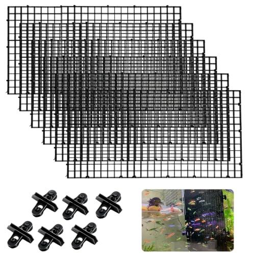 XoeLLe 6 rejillas de plástico con 6 ventosas para Aquascaping, color negro | Separador para acuario, rejilla de musgo, rejilla para acuario, accesorios para filtro casero y caping acuario