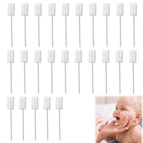 MNYXIS 25 Piezas Limpiador de Lengua Bebe, Cepillo de Dientes Bebe con Gasas para Bebes, Hisopos Bucales para Limpieza Bucal y Cuidado de Encías de Recién Nacido y Lactante, Envoltorio Individual