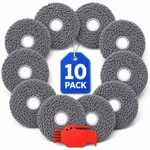BLOCKBAT® Pack 10 Mopas Premium Compatibles con Roomba Plus 405 y 505 Combo + Herramienta Quitapelos | Recambios Roomba de Microfibra Lavables y Reutilizables | Alta Absorción (10 Paños)
