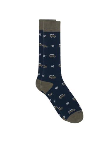 Calcetines Silbon con Estampado de Coches y Raquetas en Azul Marino