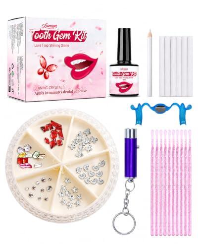 JIRVEX Kit gemas dentales 120 cristales para gemas dentales radiantes DIY con accesorios para una sonrisa radiante en fiestas y uso diario