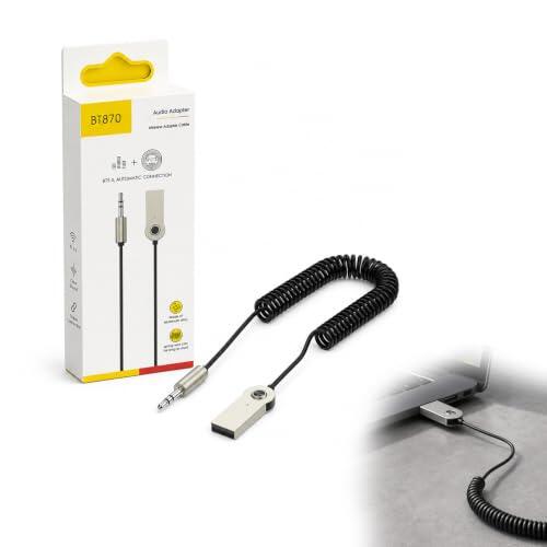 Savento Aux - Adaptador Bluetooth 6.0 con micrófono jack de 3,5 mm USB | Conexión de audio inalámbrica, micrófono integrado, carcasa TPE ABS, funcionamiento Plug and Play