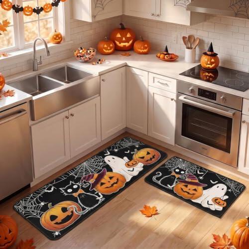 Dale un toque terroríficamente elegante a tu hogar este otoño con las alfombras de cocina de Halloween