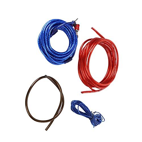 Keenso Kit de Cables de Audio Kit de Cableado de Audio de Metal de PVC ABS Juego de Cables Largos para Amplificador de Potencia Altavoz Woofer Piezas del de del Automóvil para Instalación de Bocina de