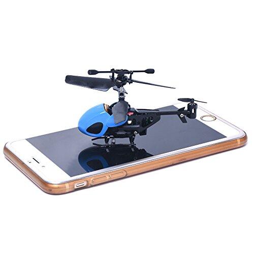 Microhelicóptero teledirigido de 2 canales, mando a distancia, modelo de vuelo para principiantes (azul, talla única)