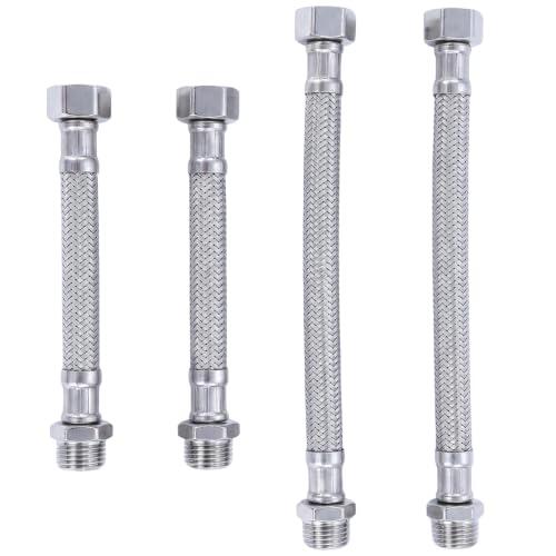 ZYEKIU Latiguillos de Fontanería 4 Piezas Latiguillo 3/8 Acero Lnoxidable | Latiguillo de Grifo Flexible Manguera Ducha Manguera de Conexión con Trenzado de Acero Inoxidable para Iavabo Grifos Cocina