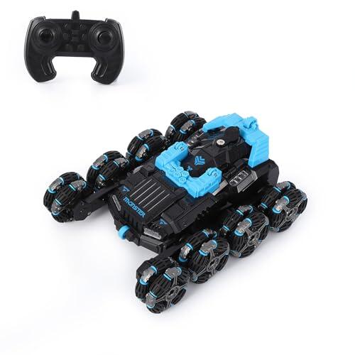 AffinityFurn - Coche teledirigido para niños, con luz y spray, mando a distancia, 8 ruedas, todo terreno, rotación de 360°, coche a distancia, juguete de regalo de 3 a 14 años