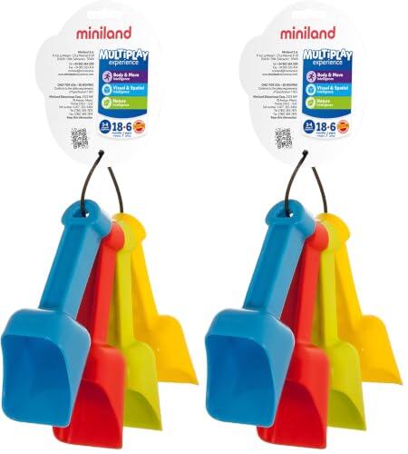Miniland Juguetes Playa para Bebés, Resistentes para Arena y Nieve, Juegos de Playa y Exterior, Diversión al Aire Libre | Set 4 Palas Harineras (Paquete de 2)