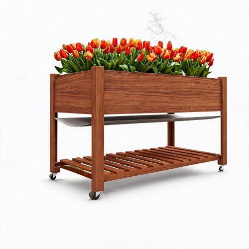 Cultivo Urbano Versátil: Análisis de la Cama de Madera Garvee con Ruedas
