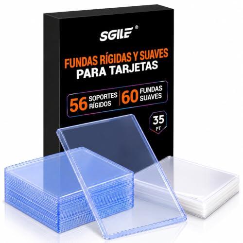 SGILE Pack 116 Fundas para Cartas, 3x4 para Cartas Coleccionables | 56 rígidas + 60 blandas: Fundas internas reforzadas, antiarrugas, sin ácidos y con protección UV cartas coleccionables TCG
