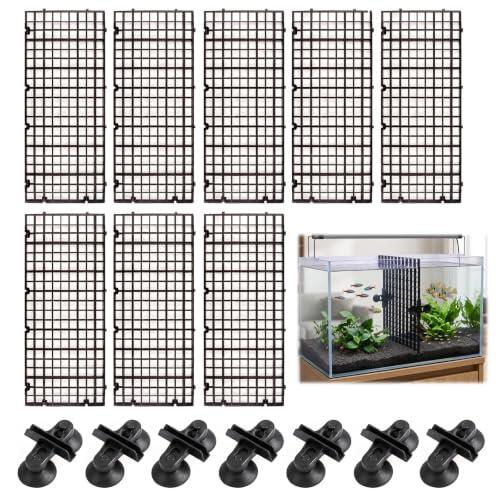 CATELL 8 pcs Separador para Acuario 15x30cm/5,9x11,8in Rejilla de Plástico | Separateur Aquarium con 8 Soportes Divisor de Protección del Fondo en Aquascaping yAcuario para Filtración DIY
