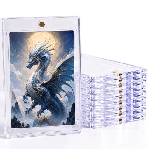 CUULANIX 10 PCS Magnetic Card Holder 35PT, Transparente | Protección UV, Magnético, para MTG, Béisbol, Fútbol, Colección De Tarjetas Deportivas