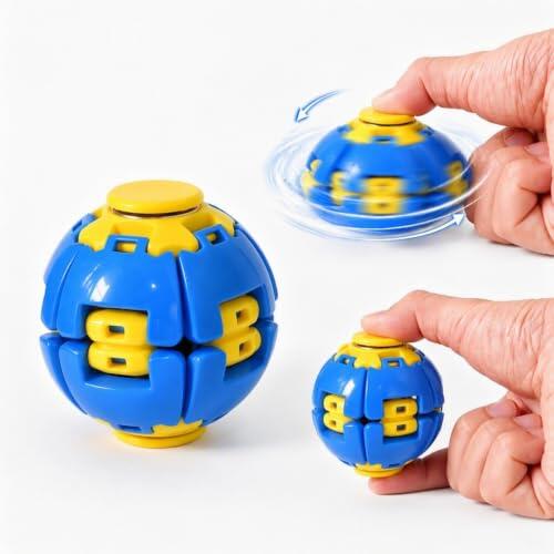 Helix Core Ball, Juguete Antiestrés Giratorio Escritorio - Azul A8 | Bola giratoria antiestres. Compacta 5,8cm para bolsillo/escritorio. Silenciosa para concentracion, oficina y clase.