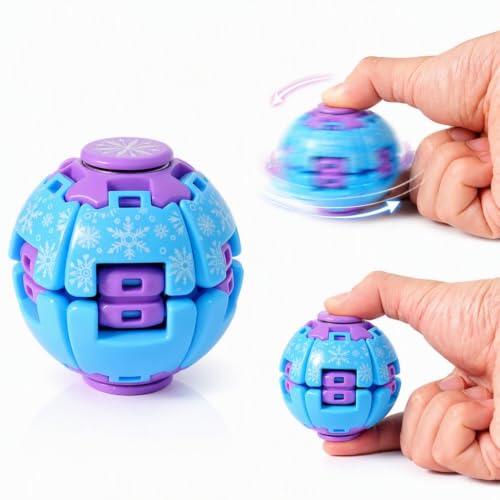 Helix Core Ball, Juguete Antiestrés Giratorio Escritorio - Azul Hielo A9 | Bola giratoria antiestres. Compacta 5,8cm para bolsillo/escritorio. Silenciosa para concentracion, oficina y clase.