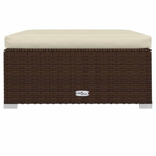 KTHLBRH Reposapiés de jardín marrón 70 x 70 x 30 cm poliratán | Ratán PE impermeable, marco de acero, cojín extraíble, diseño modular