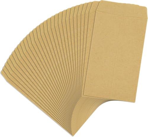 Sobres de semillas de 10 x 6 cm, 110 sobres pequeños autoadhesivos de papel kraft para almacenar semillas, monedas, sellos y joyas, mini sobres marrones ecológicos para organización del hogar y
