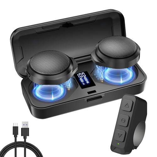 Auriculares Bluetooth Moto con estuche de carga, aptos ciclismo y esquí | Auriculares para casco de moto Bluetooth 5.3 Manos Libres ANC con estuche de carga de 1900 mAh
