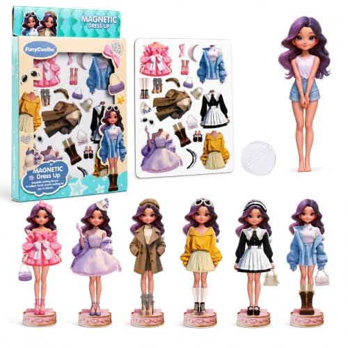 Baroce Juguetes de Muñecos para Vestir Imán De Pie Niñas de Más de 3 Años | Juguete Magnético Portátil con Base Acrílica Transparente, Ideal para Niños para Juegos de Rol Creativos
