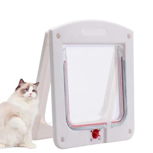 Puerta para Gatos, Puerta para Mascotas Puerta para Mascotas con Ventana | Grande para puertas metálicas de PVC de madera para interiores y exteriore