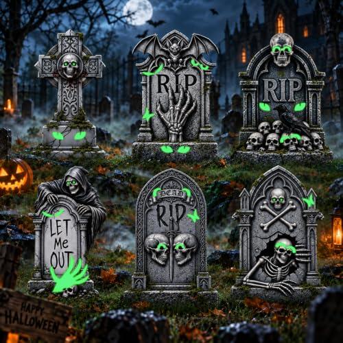 Transforma tu jardín en un cementerio realista este Halloween con el set de lápidas decorativas VTMJ