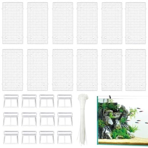 QingWing 12 Pza Separador para Acuario de Plástico 30x15cm Soporte Brida | Divisores para Acuario, Separador Acuario para Filtración DIY y Protección del Fondo en Aquascaping Criador (Blanco)