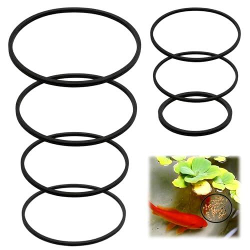 LKPIWI Set de 7 Anillos Flotantes para Plantas de Acuario – Divisor Circular Negro con 5 Diámetros (21-9 cm), Barrera Protectora para Plantas Flotantes, Kit para Aquascaping y Delimitación de Pecera