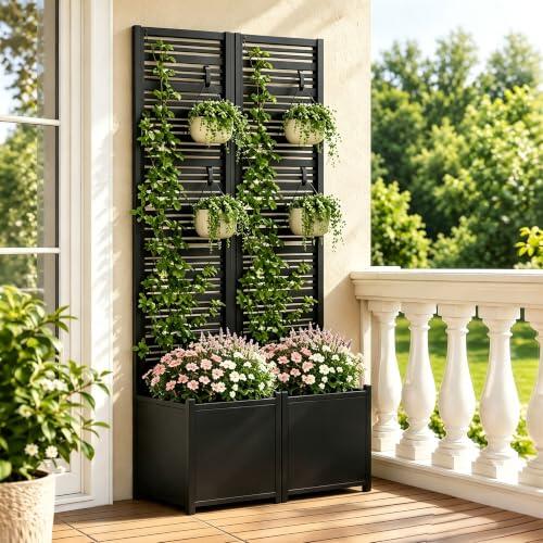 Transforma tu jardín o terraza con el juego de 2 jardineras con enrejado de 185 cm de BIXUYOU.