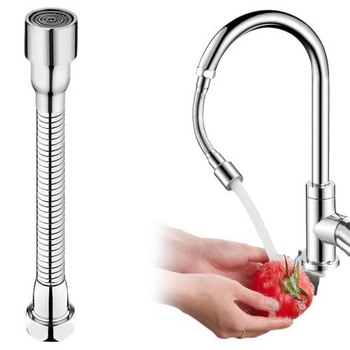 LBQUTN Extensor Grifo Cocina 16cm, Alargador de Grifo Flexible Universal para Fregadero, Adaptador de Grifo con Chorro Suave Antisalpicaduras, Fácil Instalación para Cocina y Baño, 1 Pieza