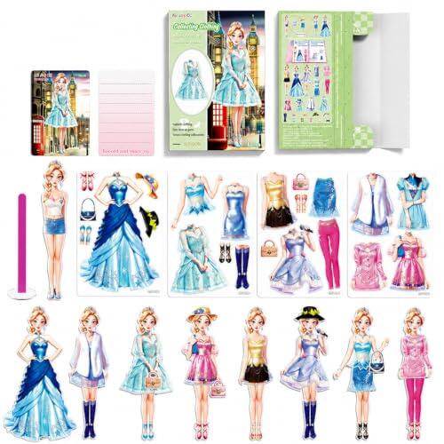DUMGAR Anziehpuppen Magnetisch,Juego De Pegatinas Con TemáTica De Princesas, Crea Tú Mismo Los Vestidos De Tus Personajes Favoritos